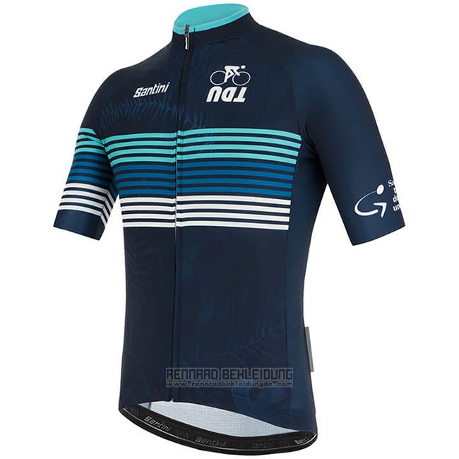 2019 Fahrradbekleidung Tour Down Under Blau Trikot Kurzarm und Tragerhose